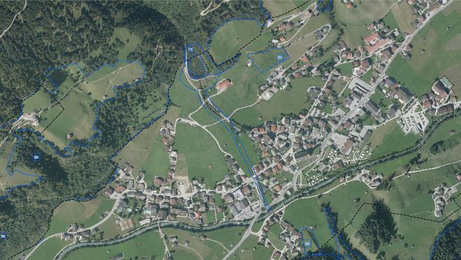 Kartenausschnitt des blauen Vorbehaltsbereiches in Neustift im Stubaital, Tirol