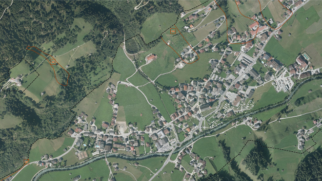 Kartenausschnitt des braunen Hinweisbereichs in Neustift im Stubaital, Tirol